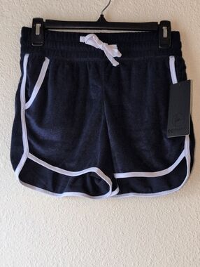 90 Degree By Reflex Navy Athletic Terry Shorts with White Trim